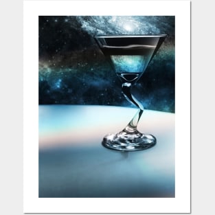 Cocktail glass with galaxy inside Posters and Art